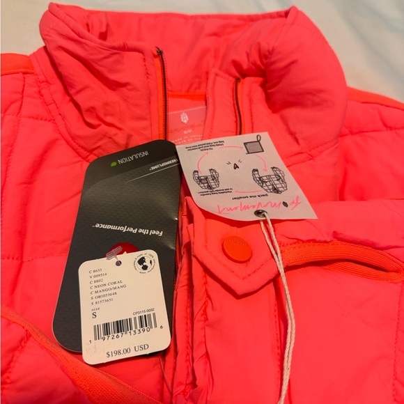 Pippa Packable Puffer Jacket Free People - size small Neon Coral/Hot Watermelon - Picture 4 of 6